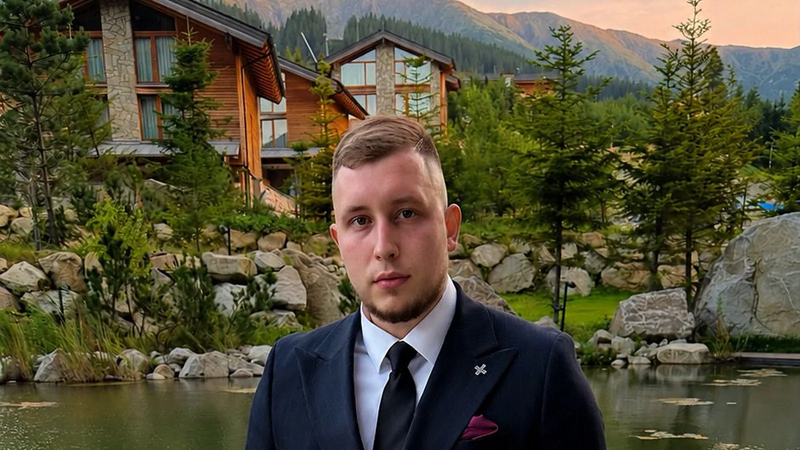 Stanislav Štefura v obleku pri jazierku